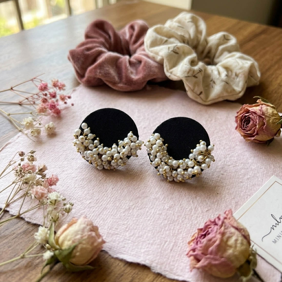 Black Color Handcraft Earrings Modern Style