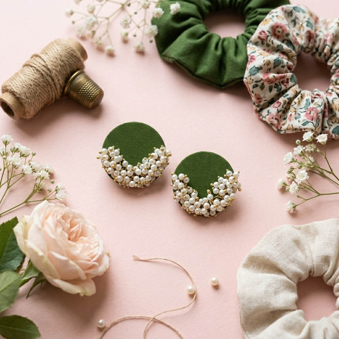 Mehandi Green Color Handcraft Earrings Wedding Wear