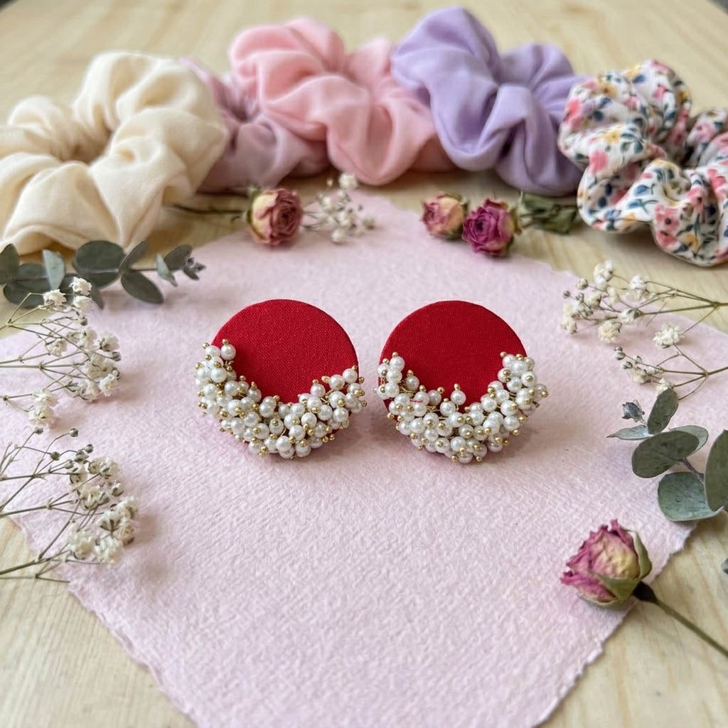 Red Color Handcraft Earrings Bold Style