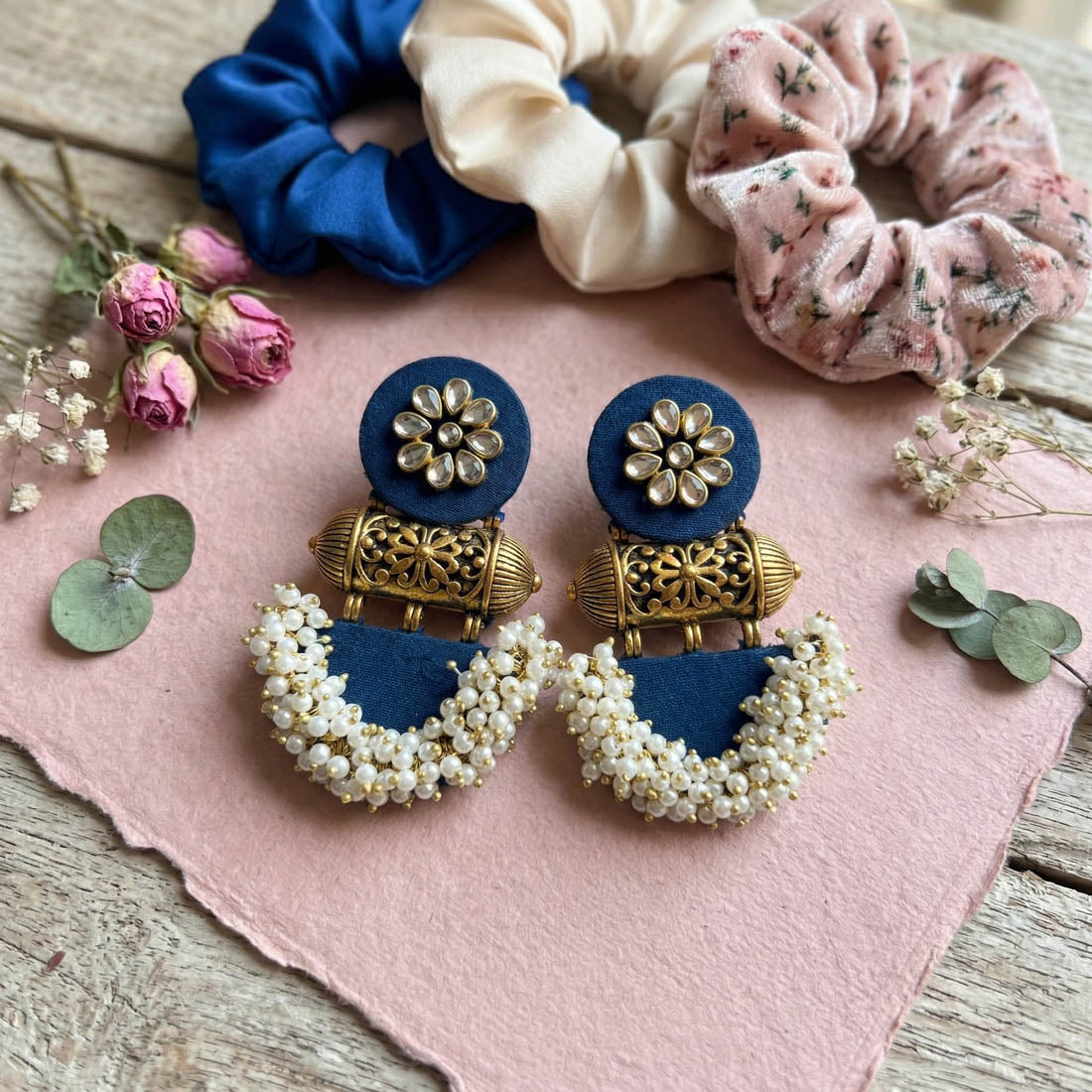 Blue Color Handcraft Earrings Stylish Modern Ethnic Party Wear Jewelry Collection Design