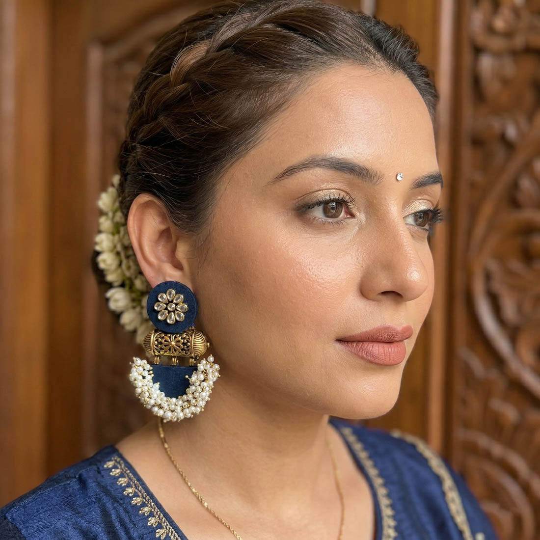 Blue Color Handcraft Earrings Stylish Modern Ethnic Party Wear Jewelry Collection Design