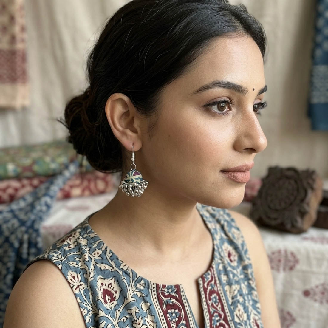 Blue Color Handcraft Earrings Stylish Modern Ethnic Party Wear Jewelry Collection Design