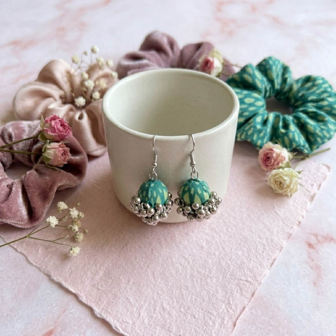 Green Color Handcraft Earrings Elegant Minimal Ethnic Daily Wear Jewelry Collection Design