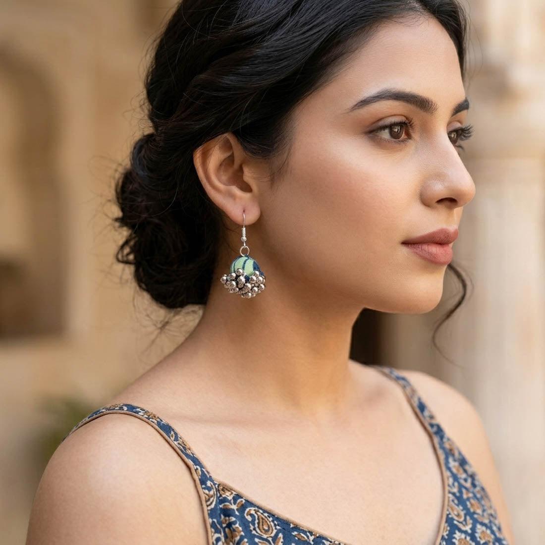 Turquoise Blue Color Handcraft Earrings Stylish Ethnic Party Wear Jewelry Collection Design