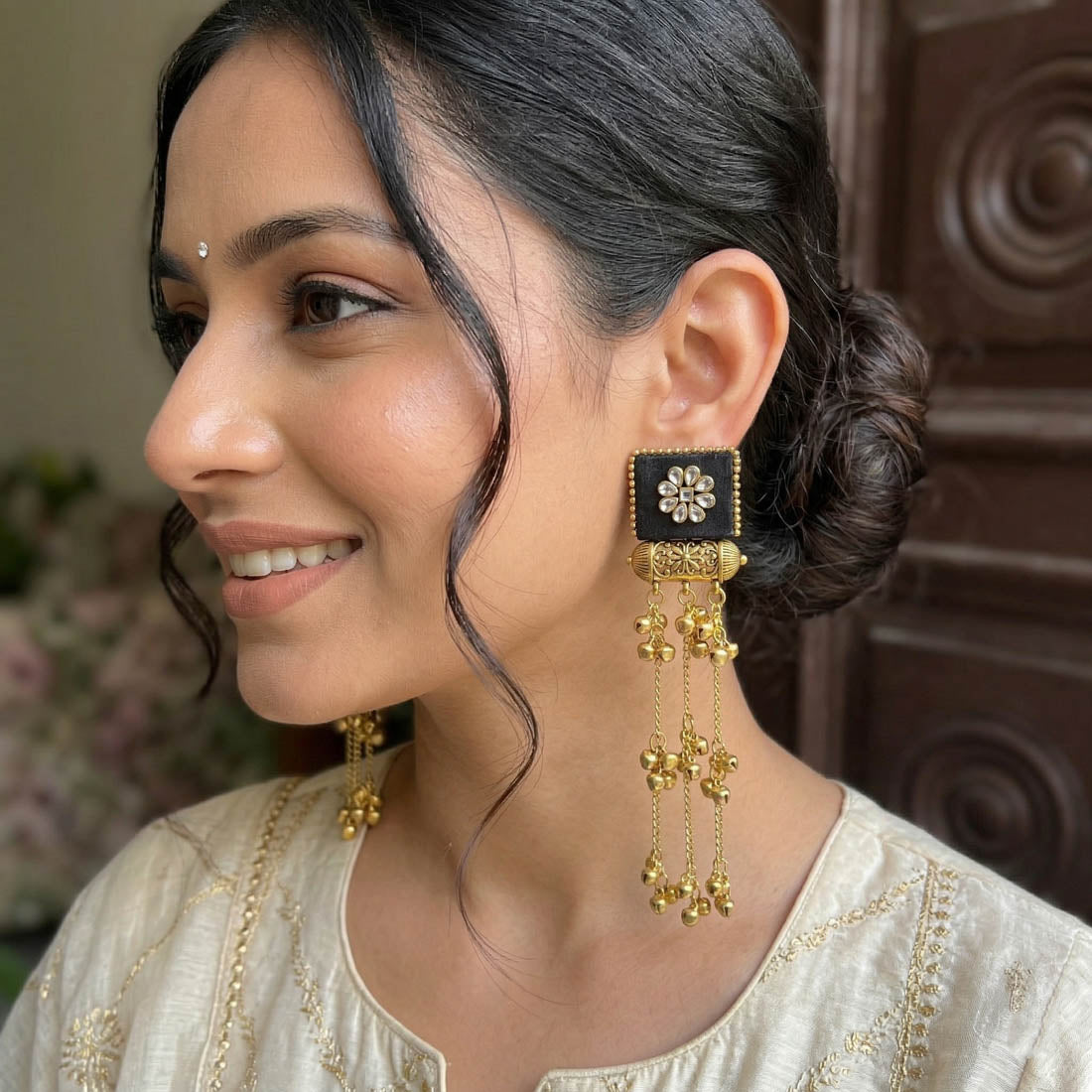 Black Color Handcraft Kashmiri Earrings Traditional Ethnic Vintage Statement Jewelry Design