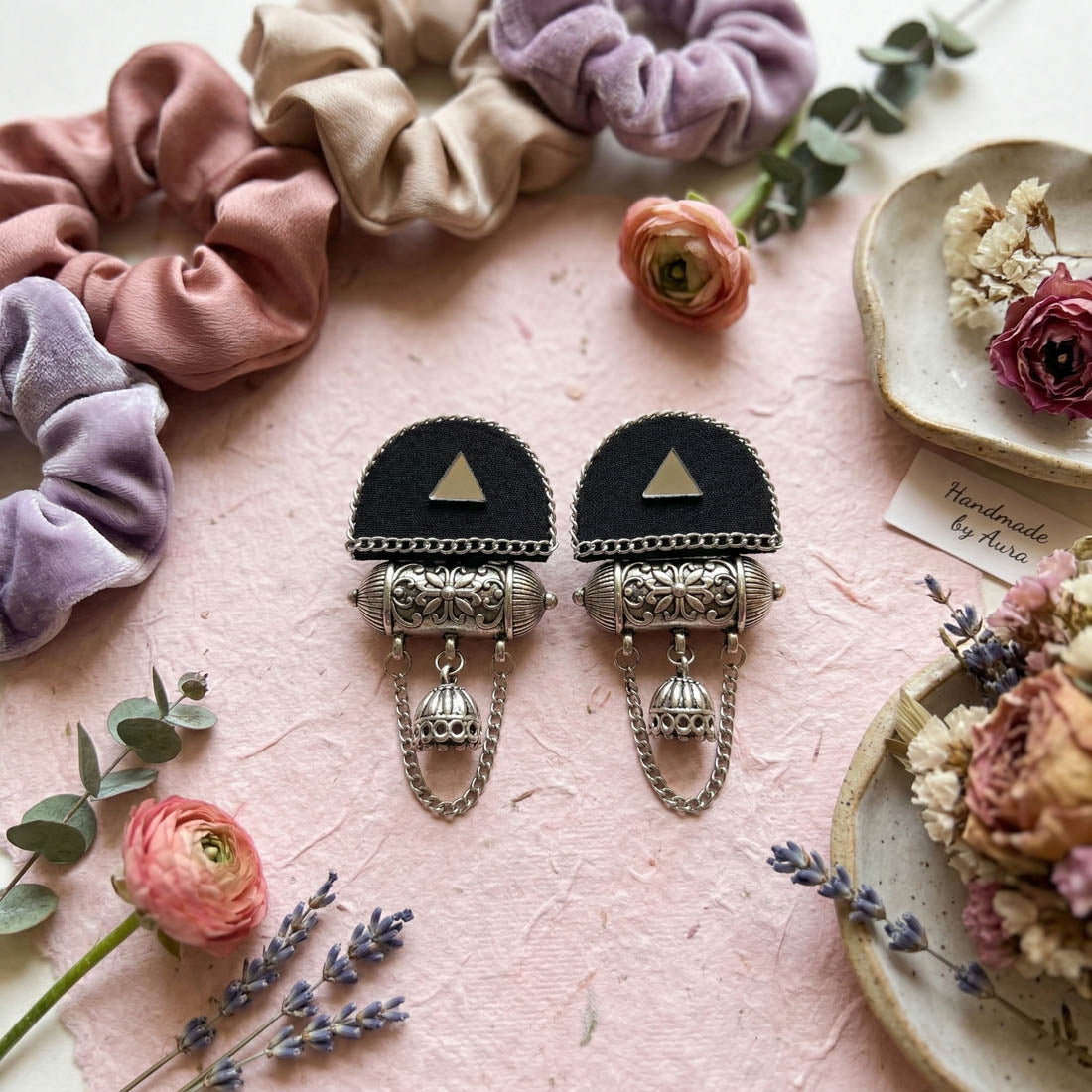 Black Color Handcraft Earrings Classic Traditional Elegant Statement Jewelry Collection Design