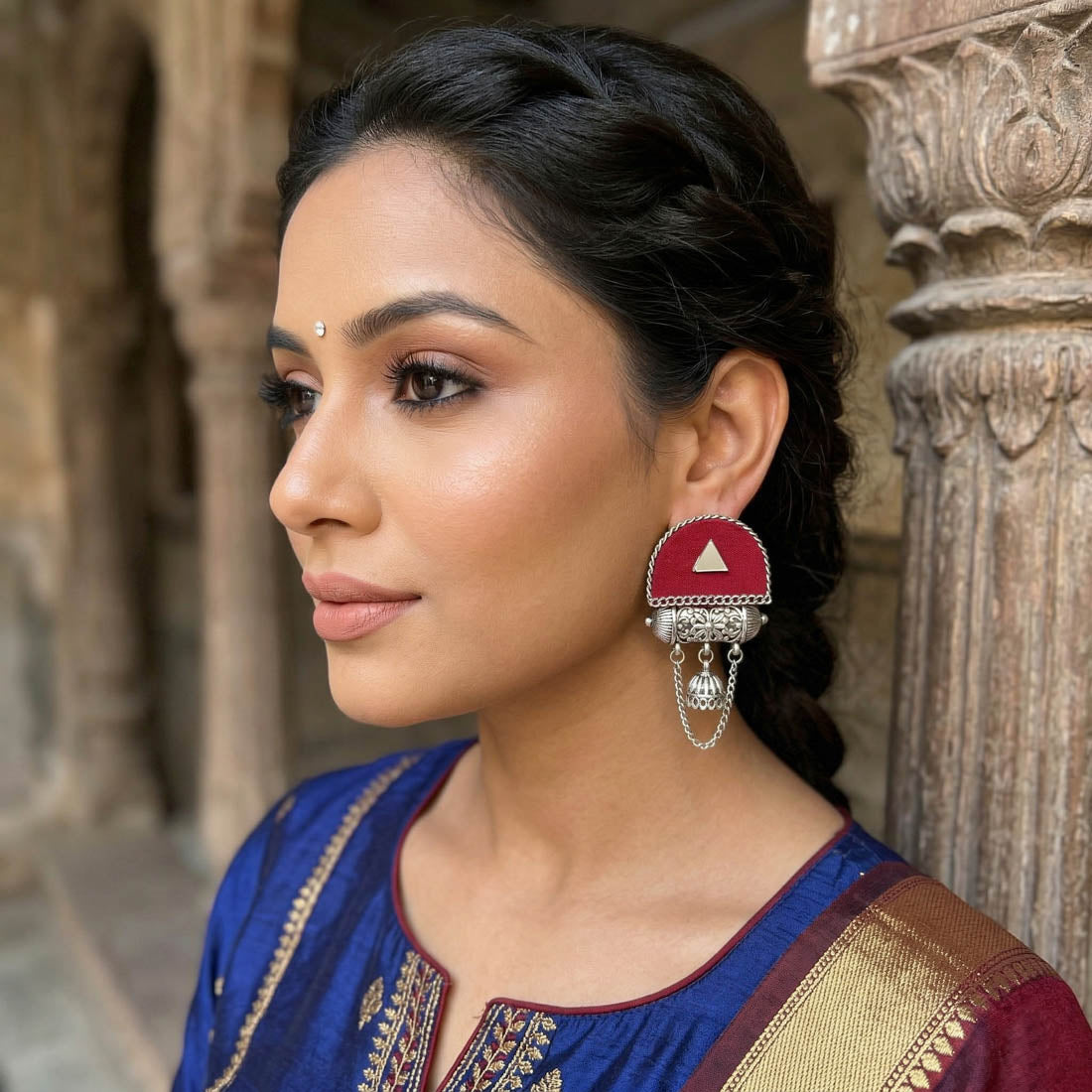 Maroon Color Handcraft Earrings Stylish Ethnic Festive Party Wear Jewelry Collection