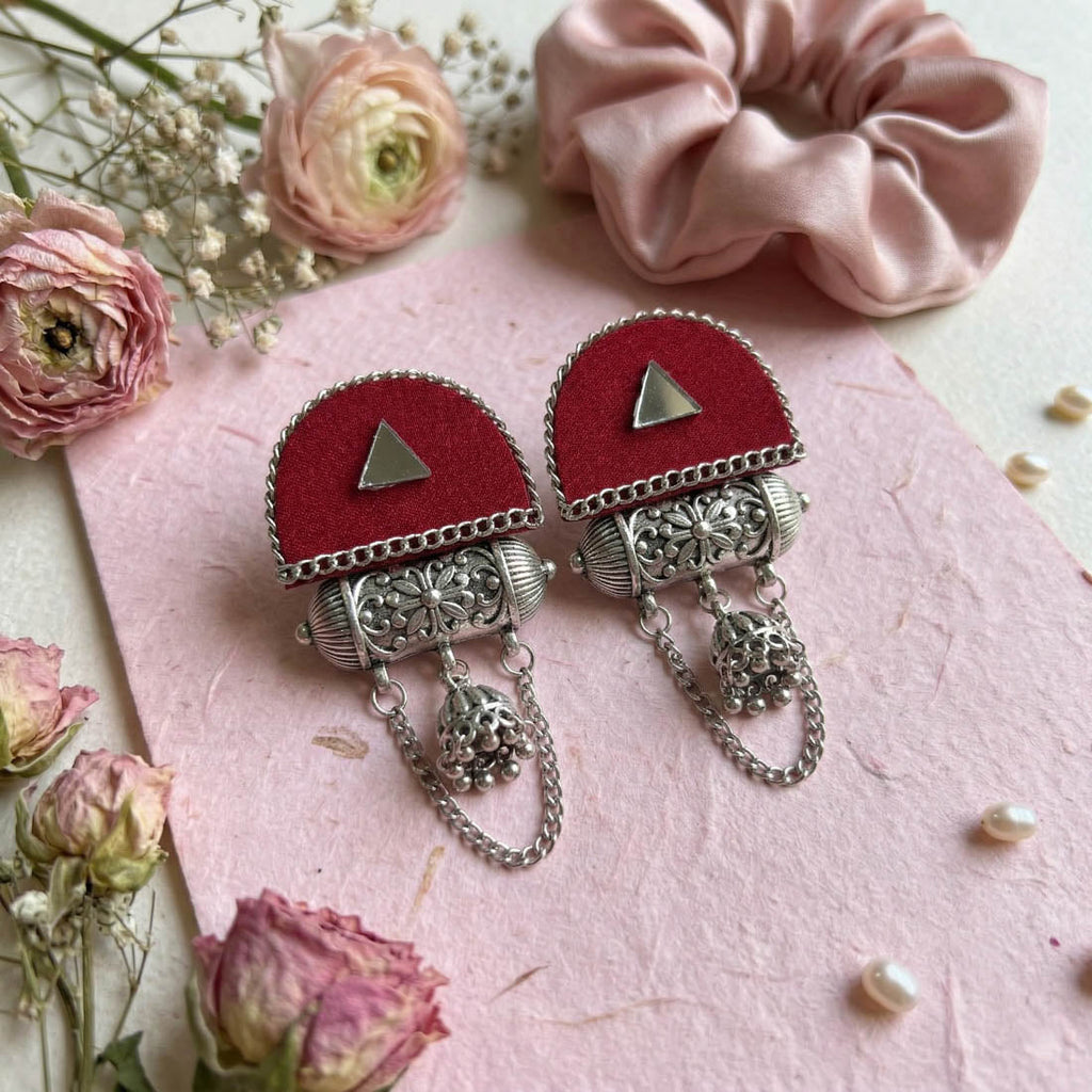 Maroon Color Handcraft Earrings Stylish Ethnic Festive Party Wear Jewelry Collection