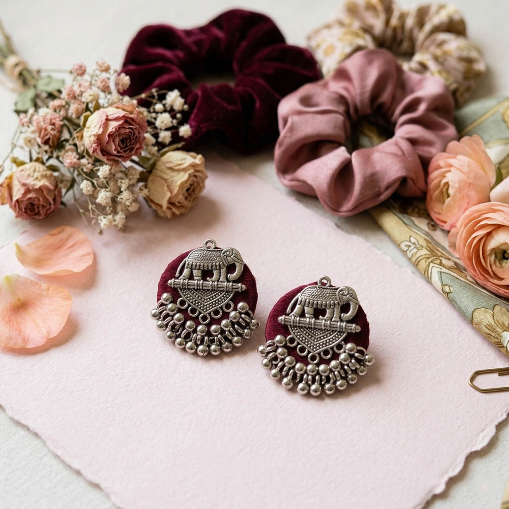 Maroon Color Handcraft Earrings Elegant Traditional Bridal Wear Jewelry Collection Design