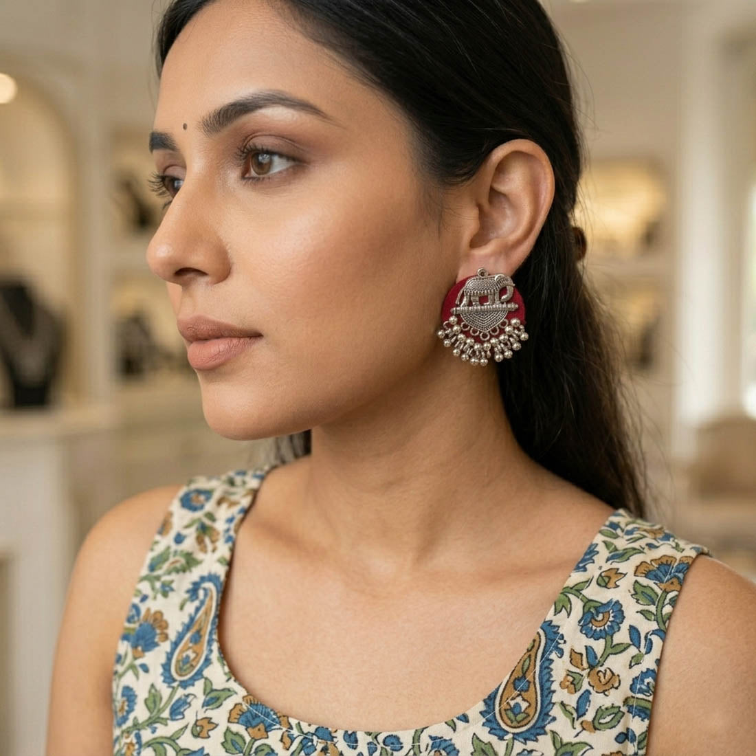 Maroon Color Handcraft Earrings Elegant Traditional Bridal Wear Jewelry Collection Design