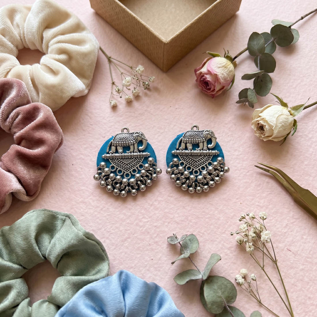 Rama Green Color Handcraft Earrings Festive Style