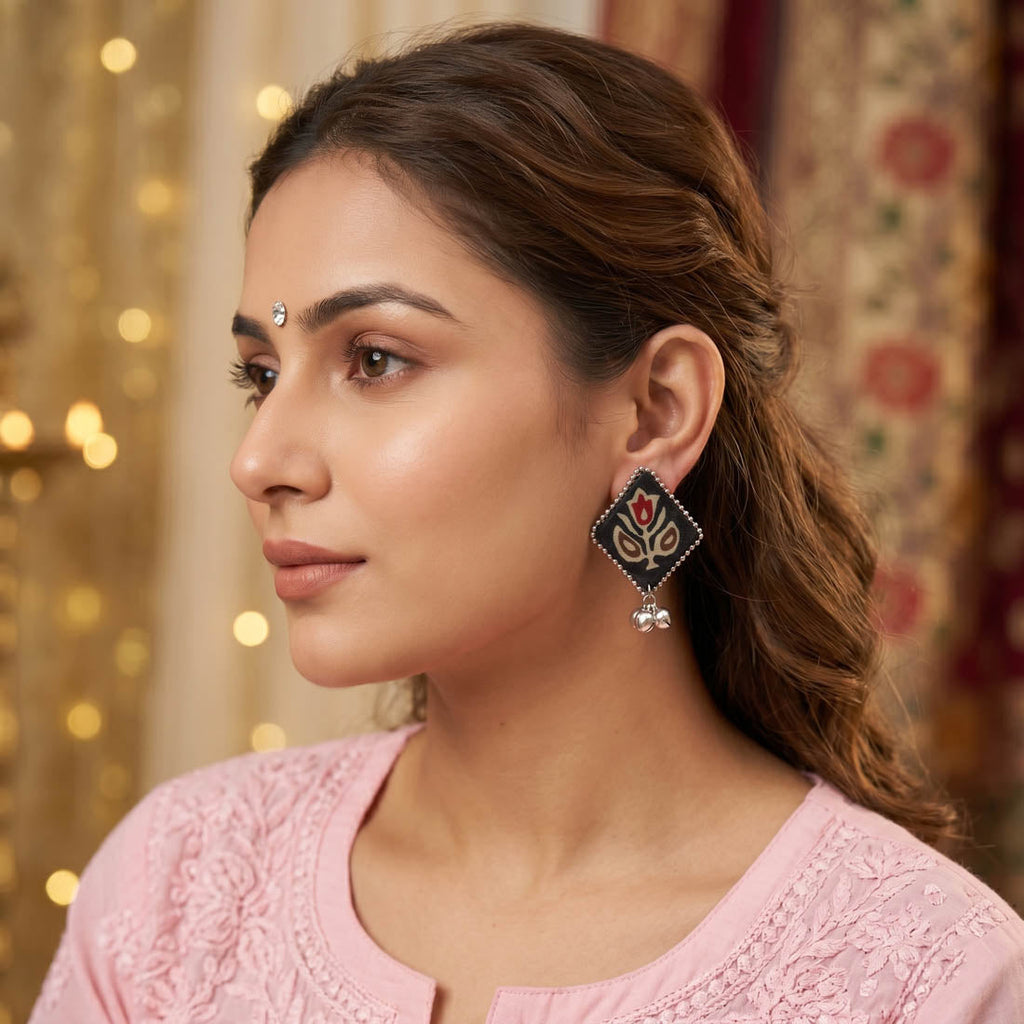 Black Color Handcraft Earrings Traditional Design