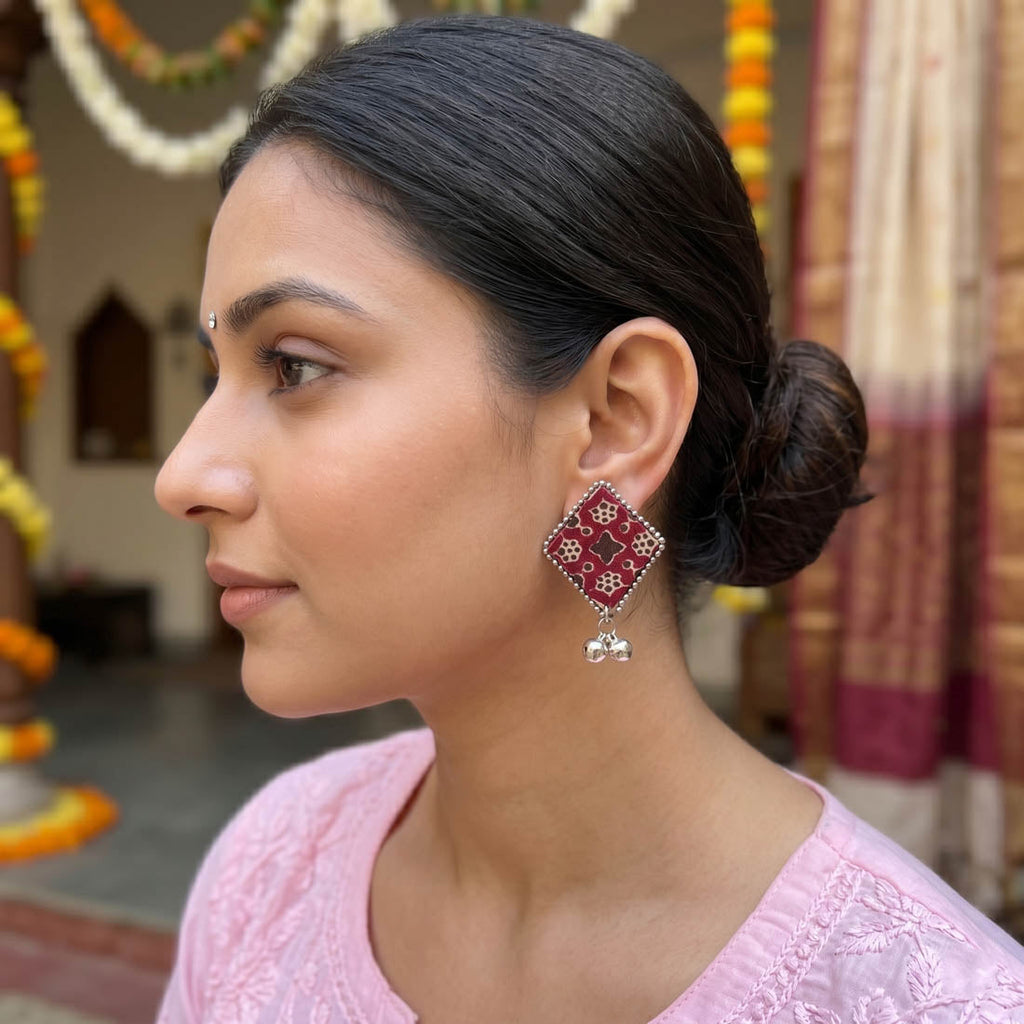 Maroon Color Handcraft Earrings Ethnic Design