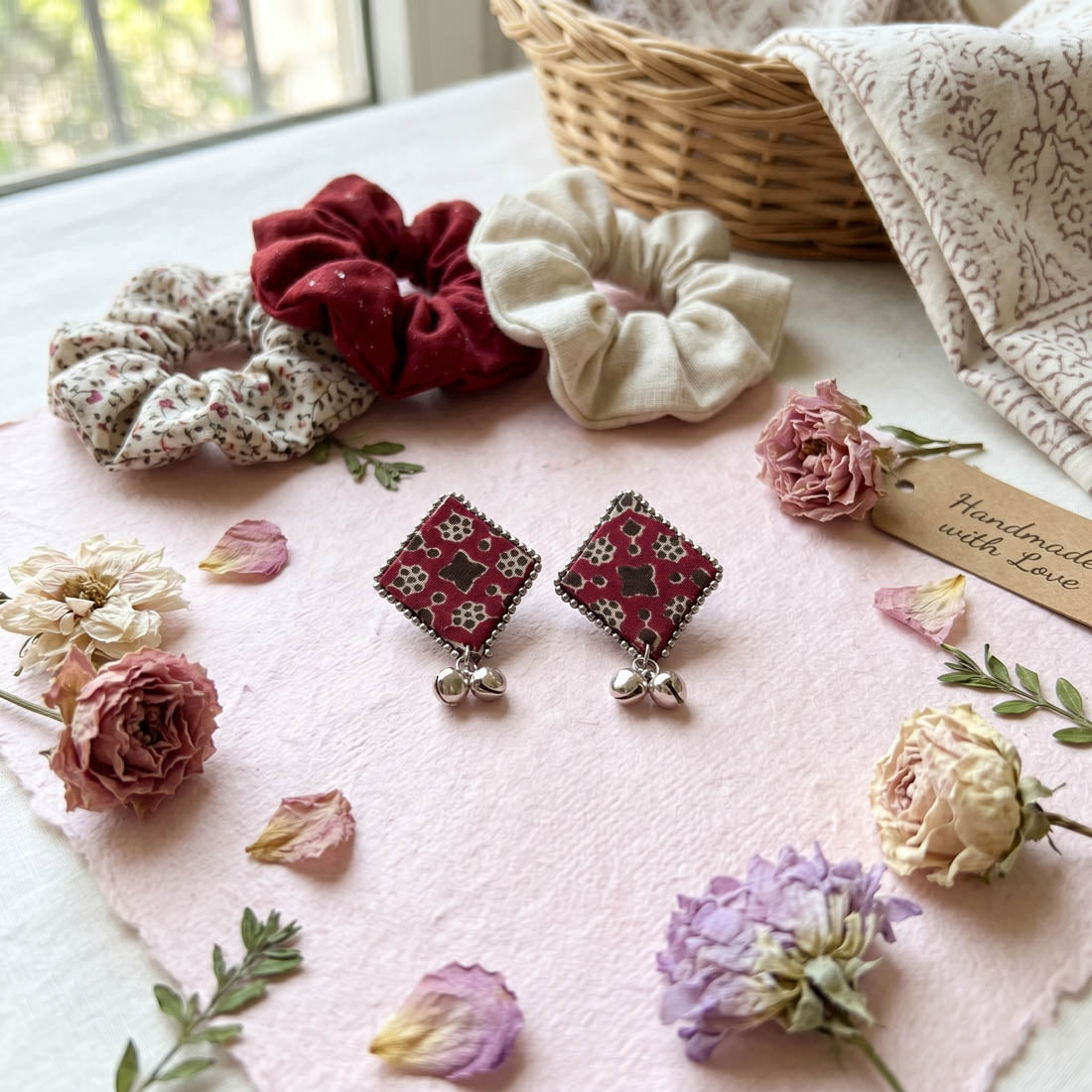 Maroon Color Handcraft Earrings Ethnic Design