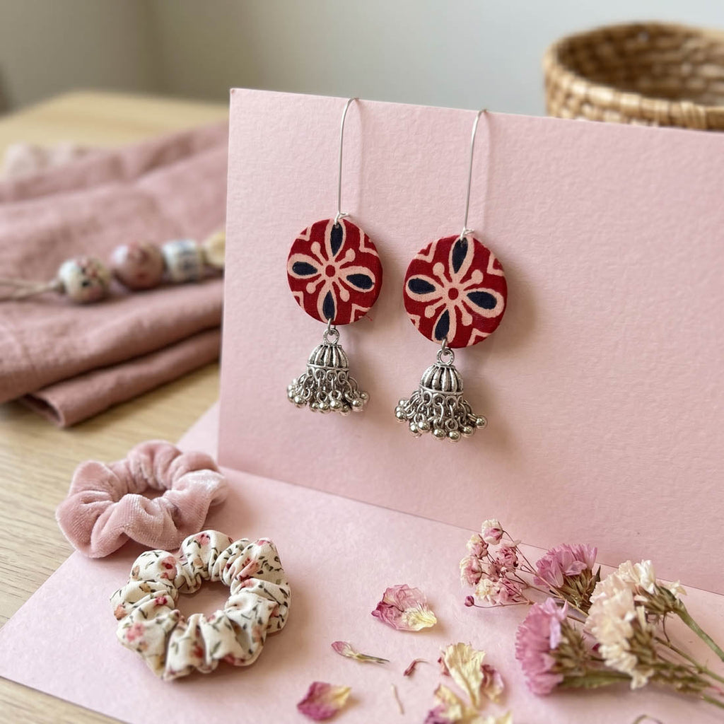 Red Color Handcraft Earrings Classic Design