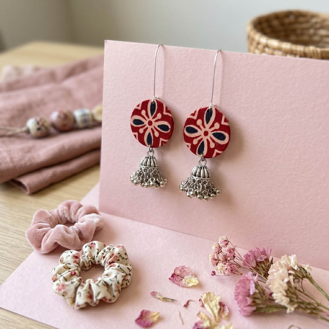 Red Color Handcraft Earrings Classic Design