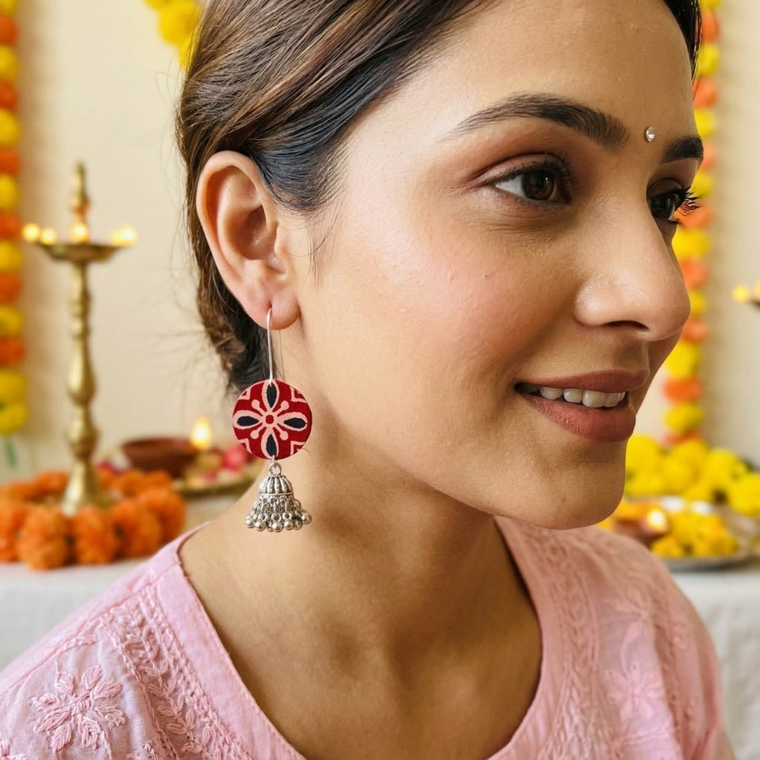 Red Color Handcraft Earrings Classic Design