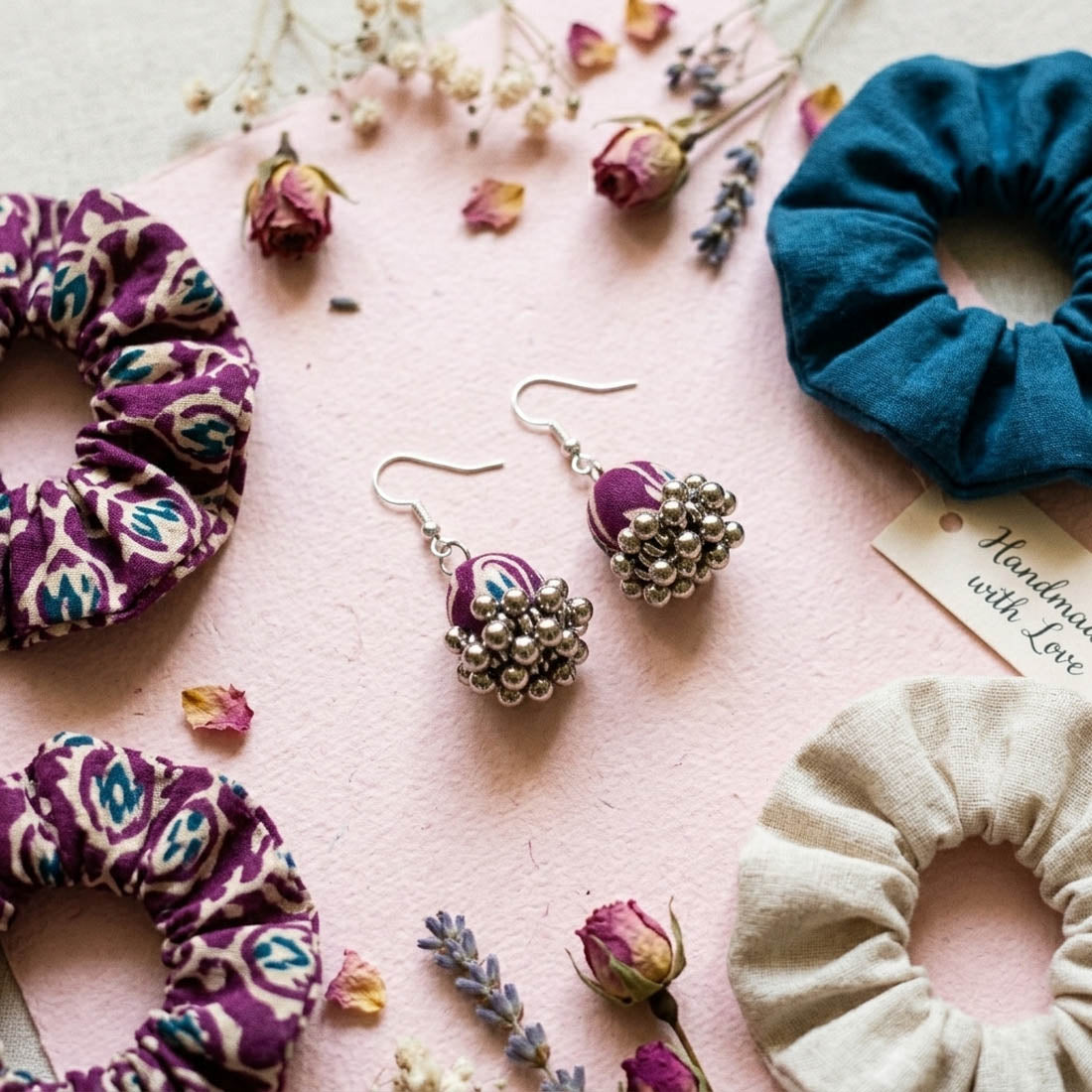 Purple Color Handcraft Earrings Royal Style