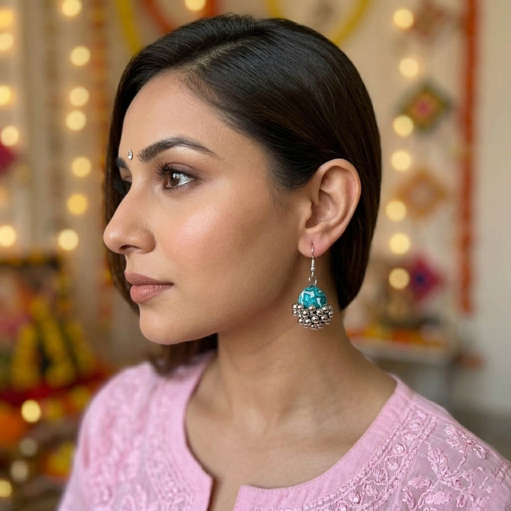 Rama Green Color Handcraft Earrings Classic Design