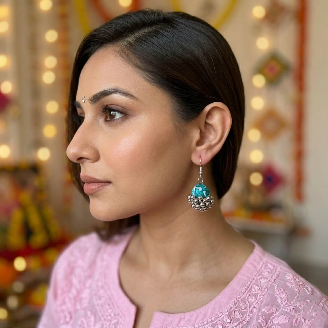 Rama Green Color Handcraft Earrings Classic Design