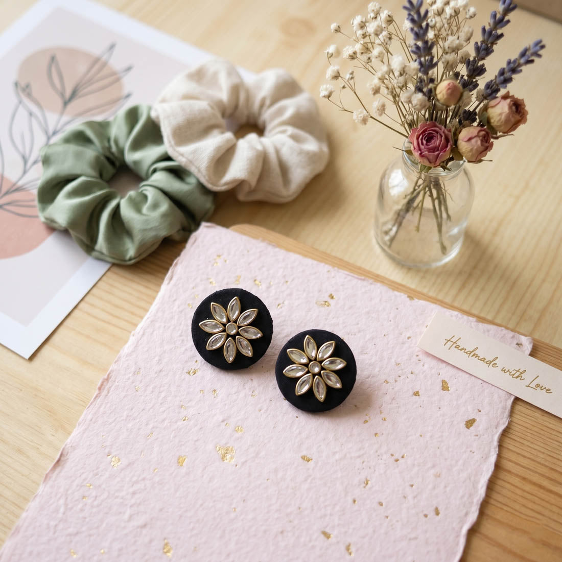 Black Color Handcraft Earrings Classic Style