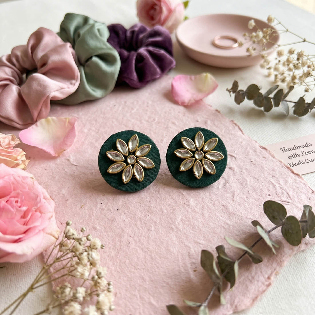 Green Color Handcraft Earrings Minimal Style