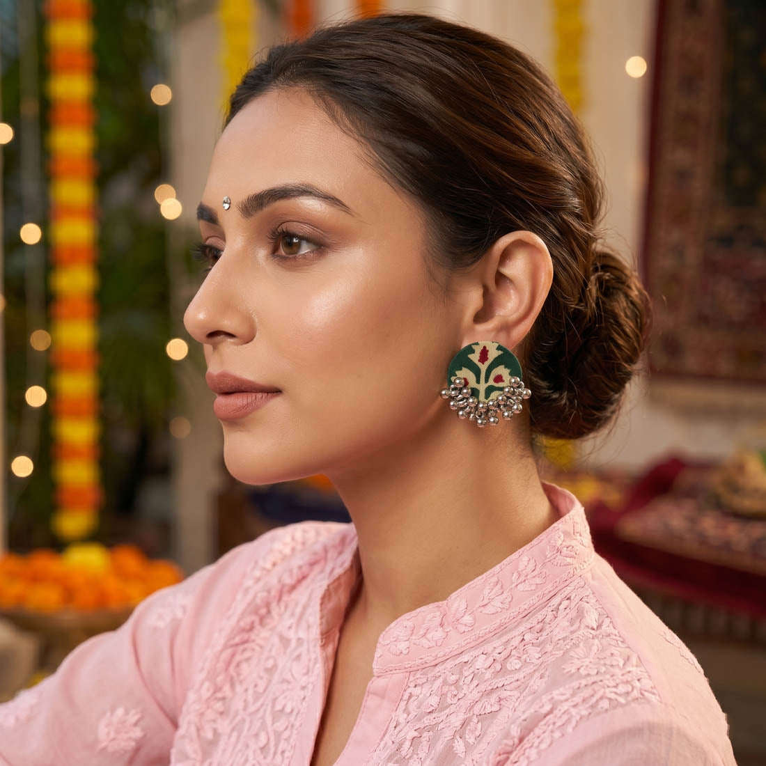 Green Color Handcraft Earrings Everyday Wear