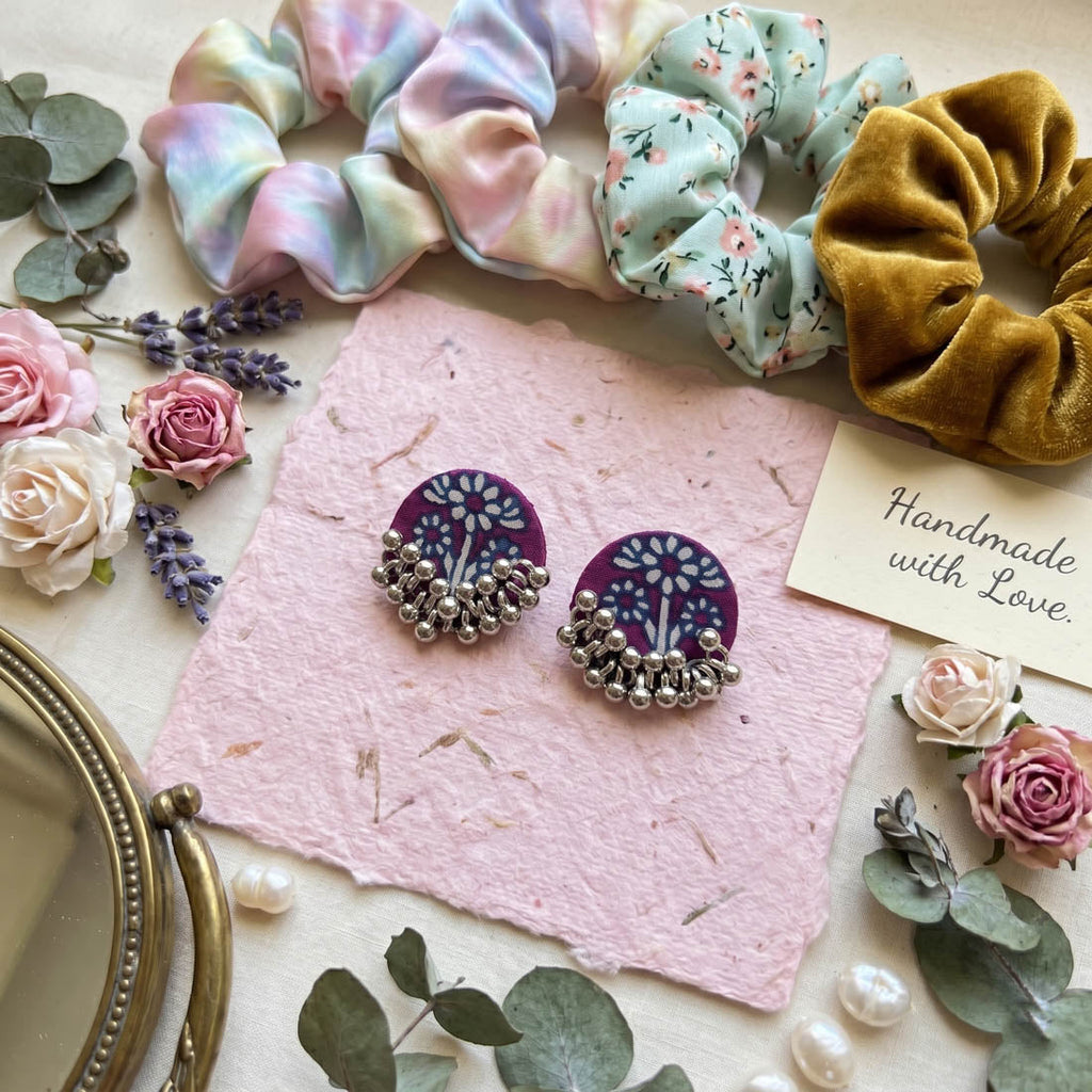 Purple Color Handcraft Earrings Classic Style