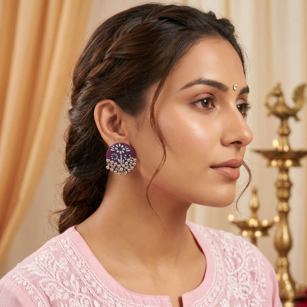 Purple Color Handcraft Earrings Classic Style