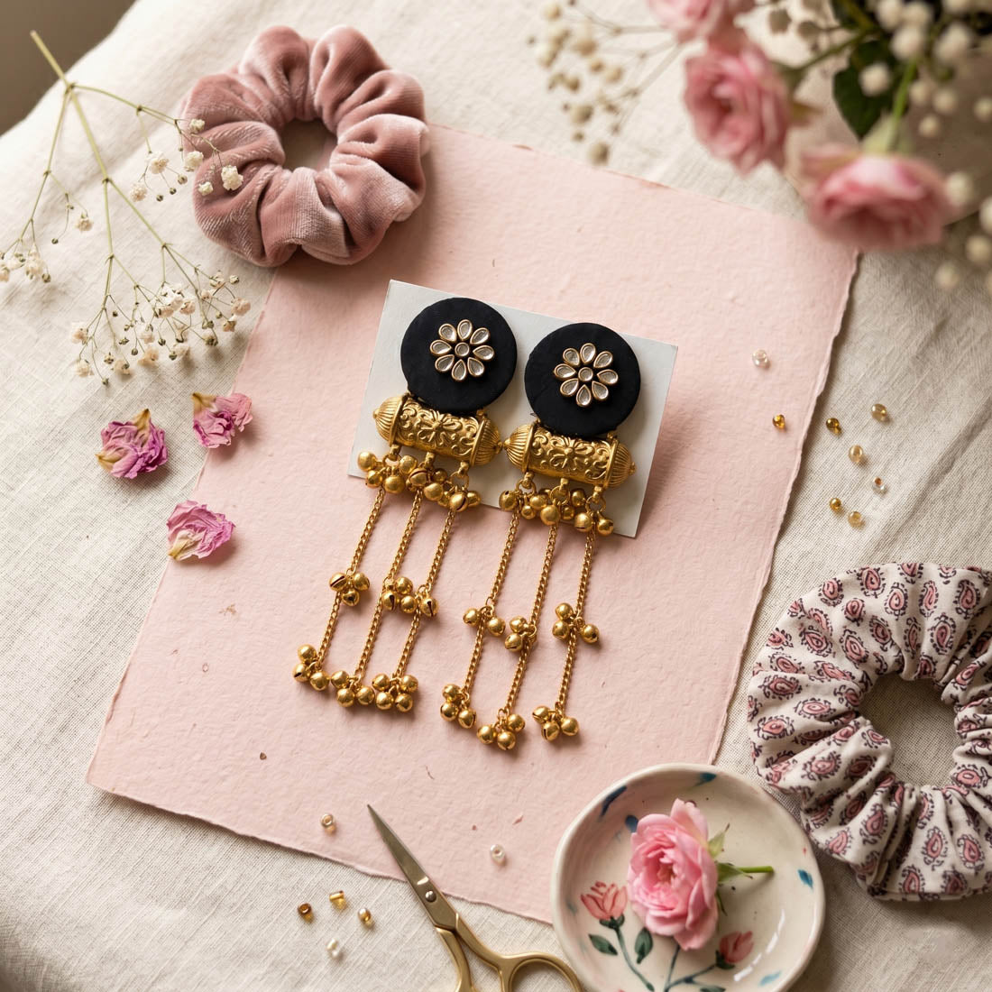 Black Color Handcraft Earrings Minimal Style