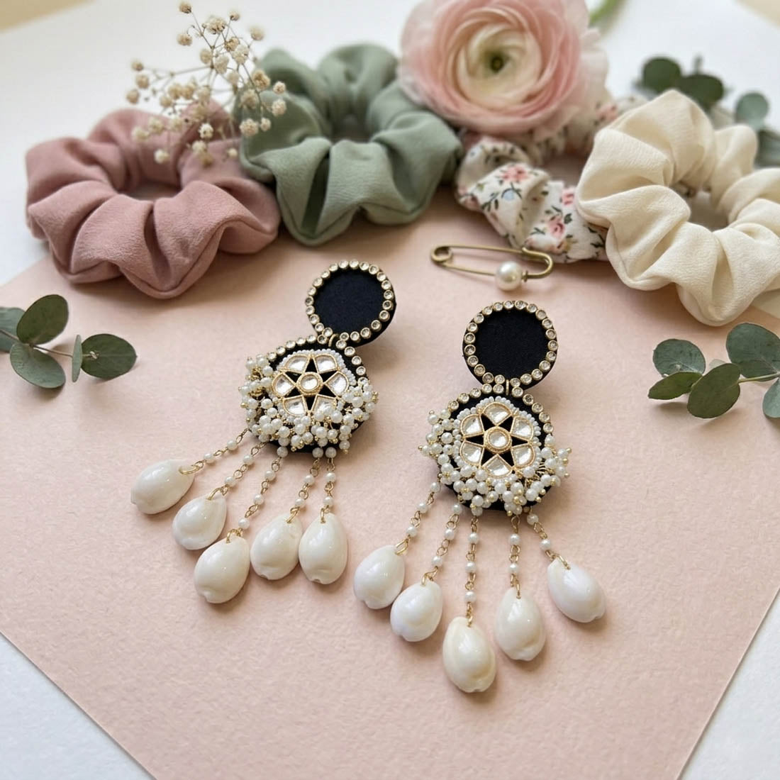 Black Color Handcraft Earrings Sleek Style
