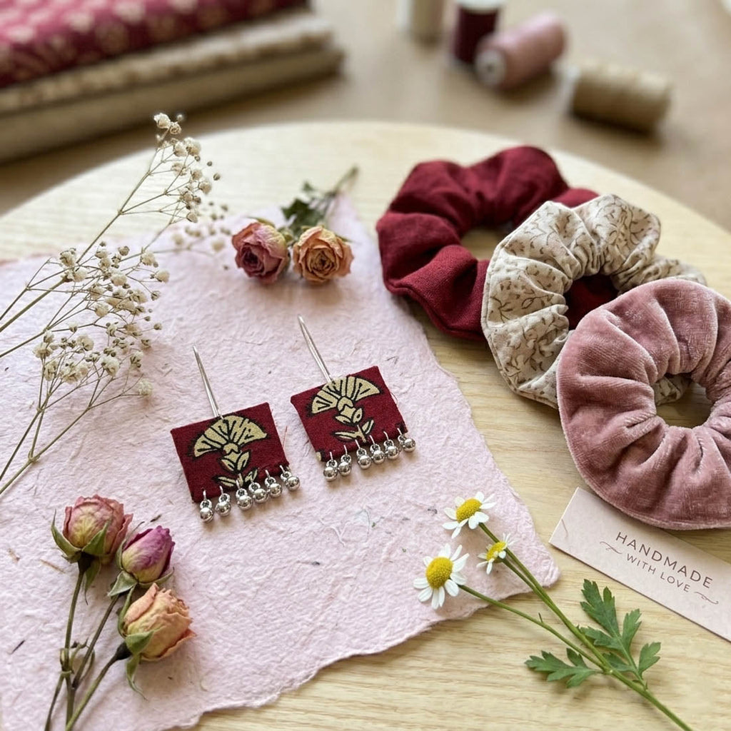 Maroon Color Handcraft Earrings Premium Style