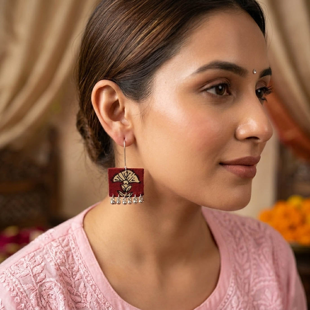 Maroon Color Handcraft Earrings Premium Style