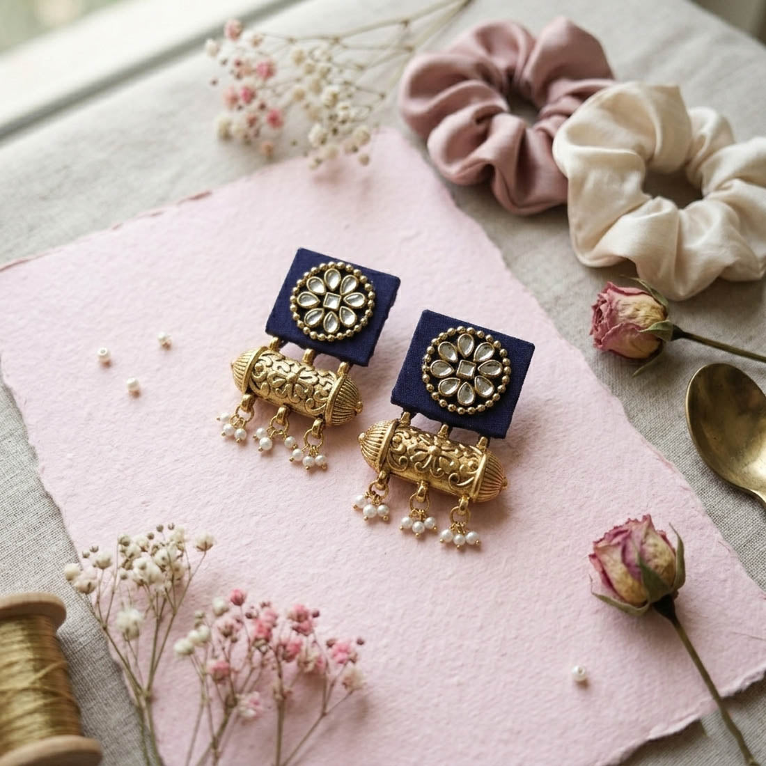 Purple Color Handcraft Earrings Party Style