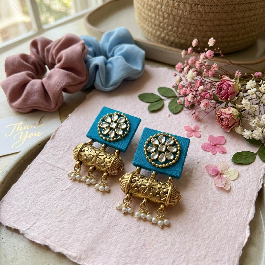 Rama Green Color Handcraft Earrings Elegant Style