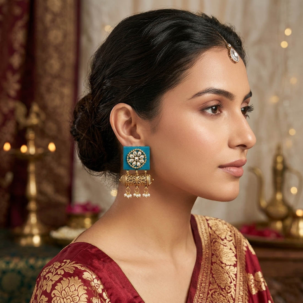 Rama Green Color Handcraft Earrings Elegant Style