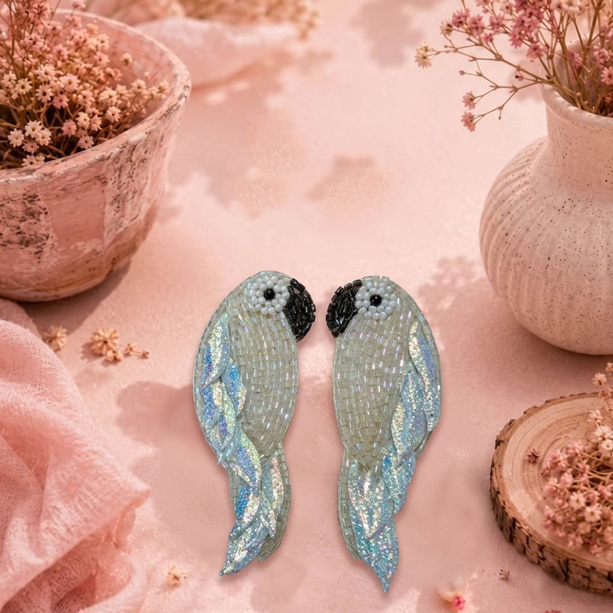 White Contemporary Handcraft Earrings