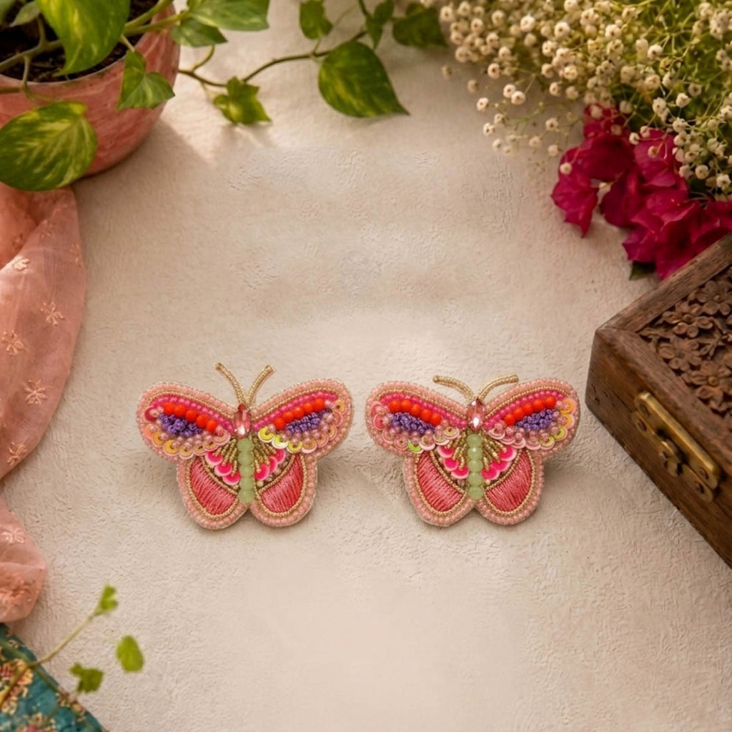 Light Pink Butterfly Handcraft Earrings
