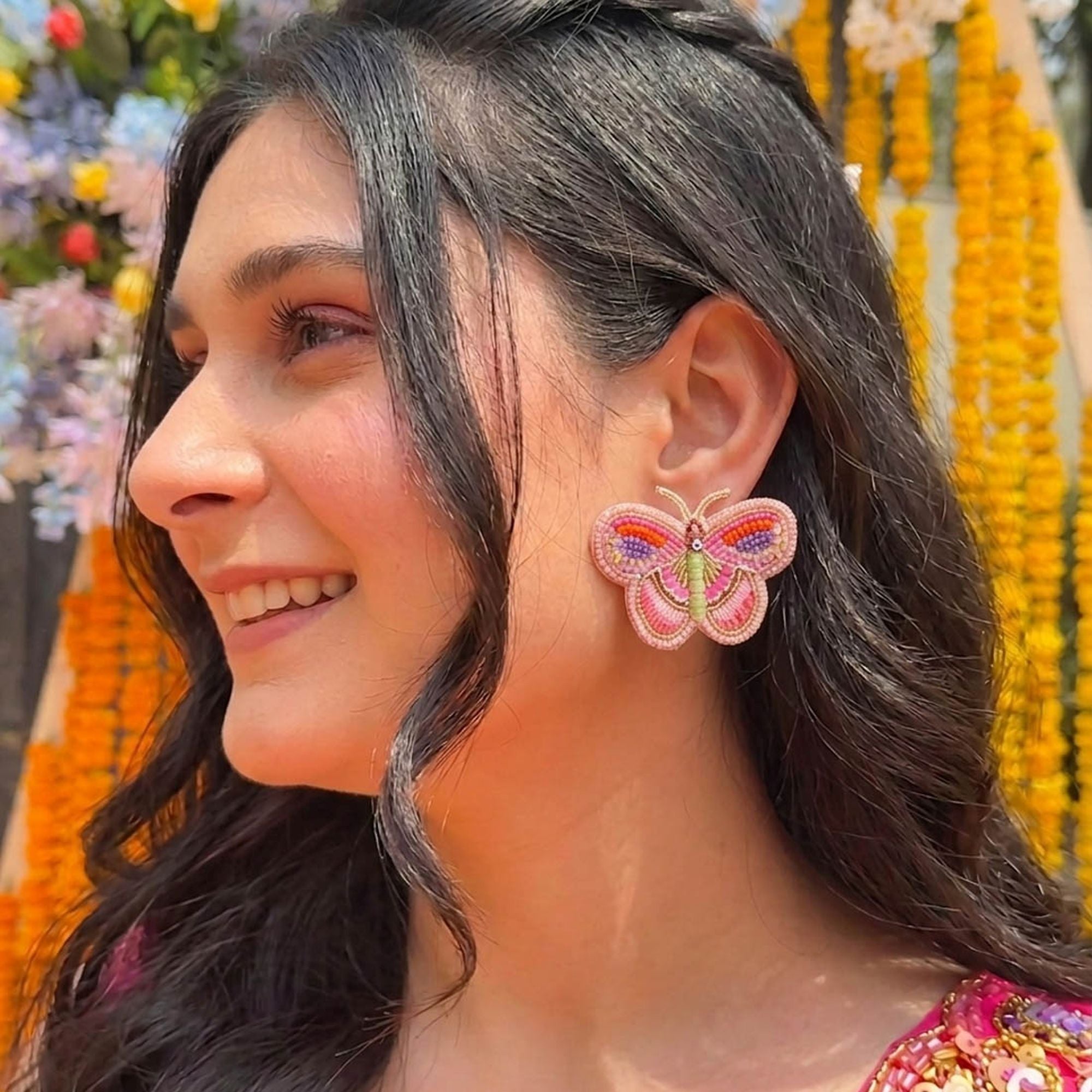 Light Pink Butterfly Handcraft Earrings