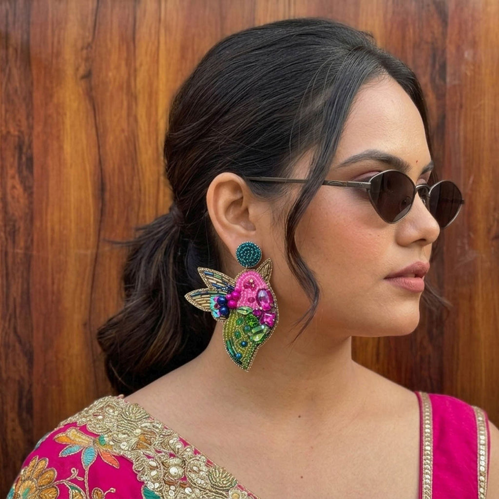 Multi Color Birds Handcraft Earrings