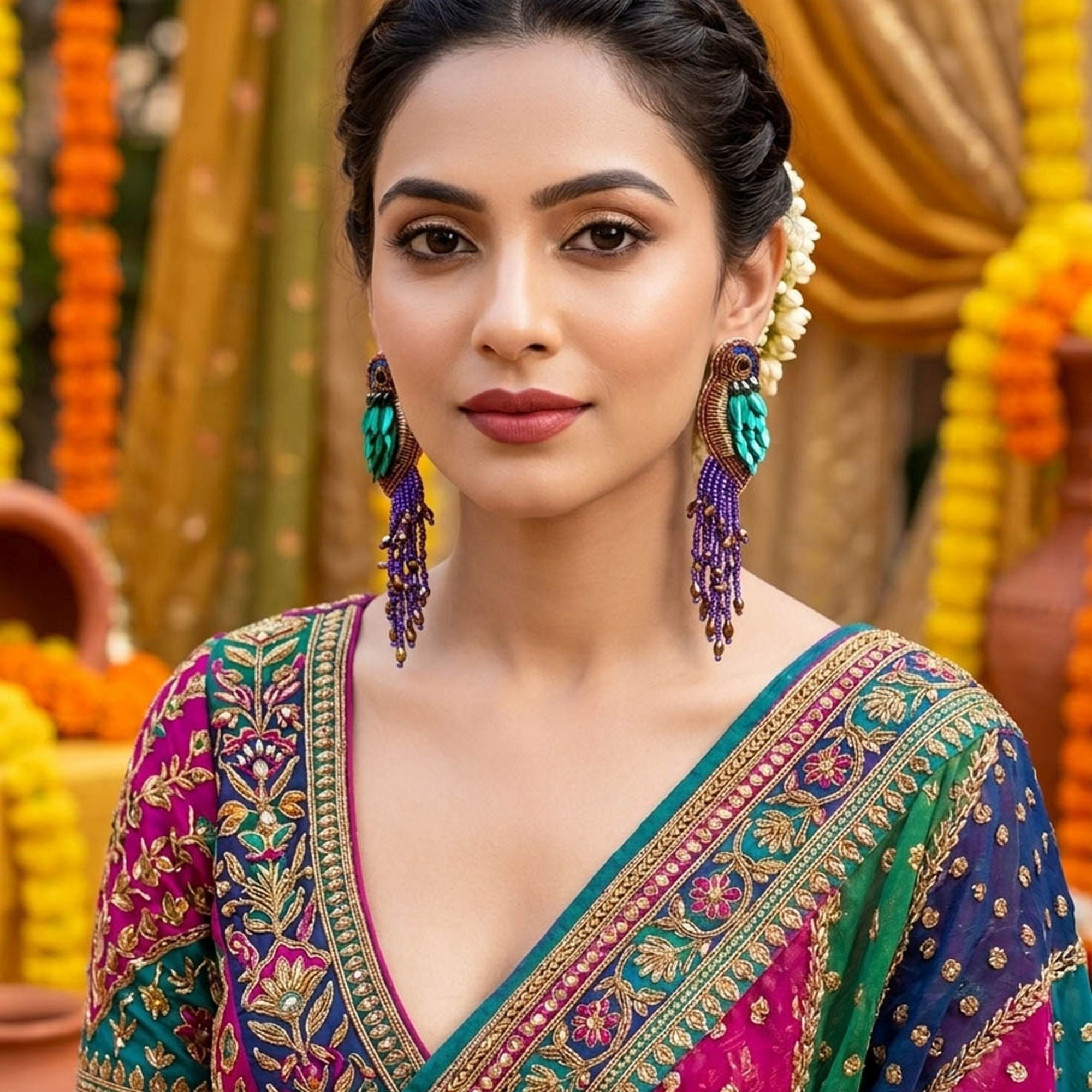 Multi Color Parrot Handcraft Earrings