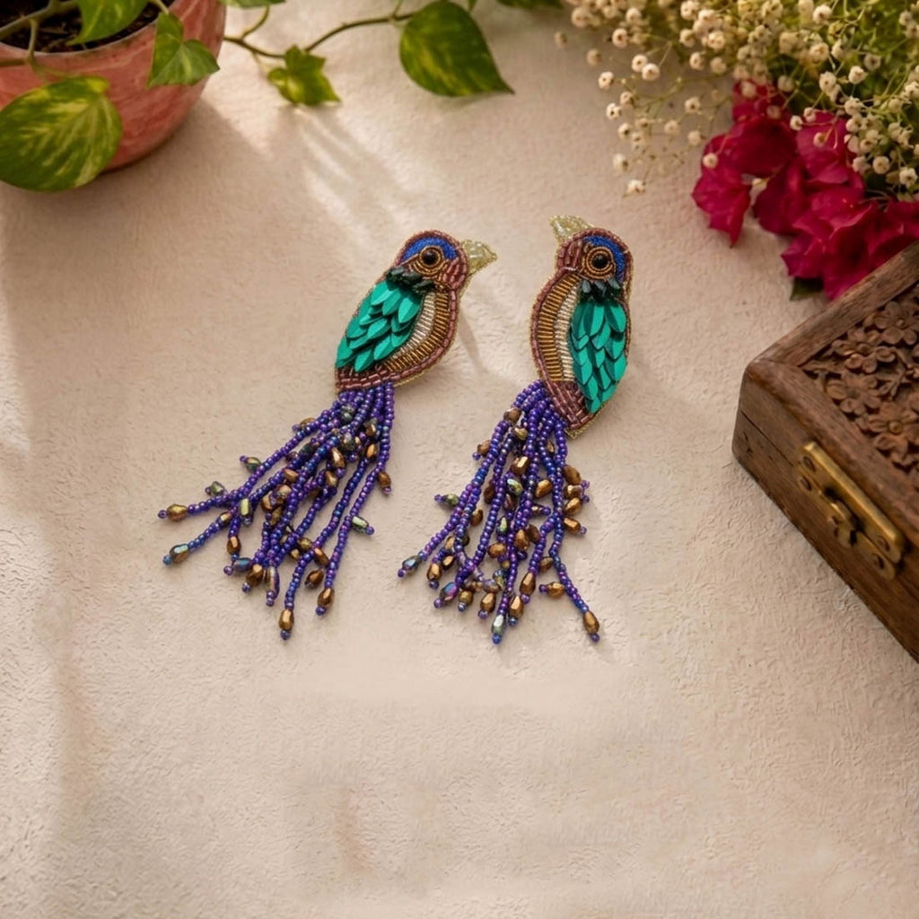 Multi Color Parrot Handcraft Earrings