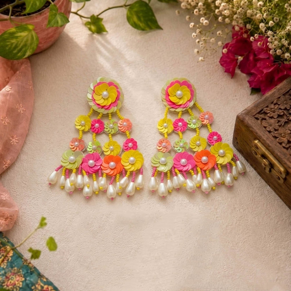 Multi Color Flower Handcraft Earrings