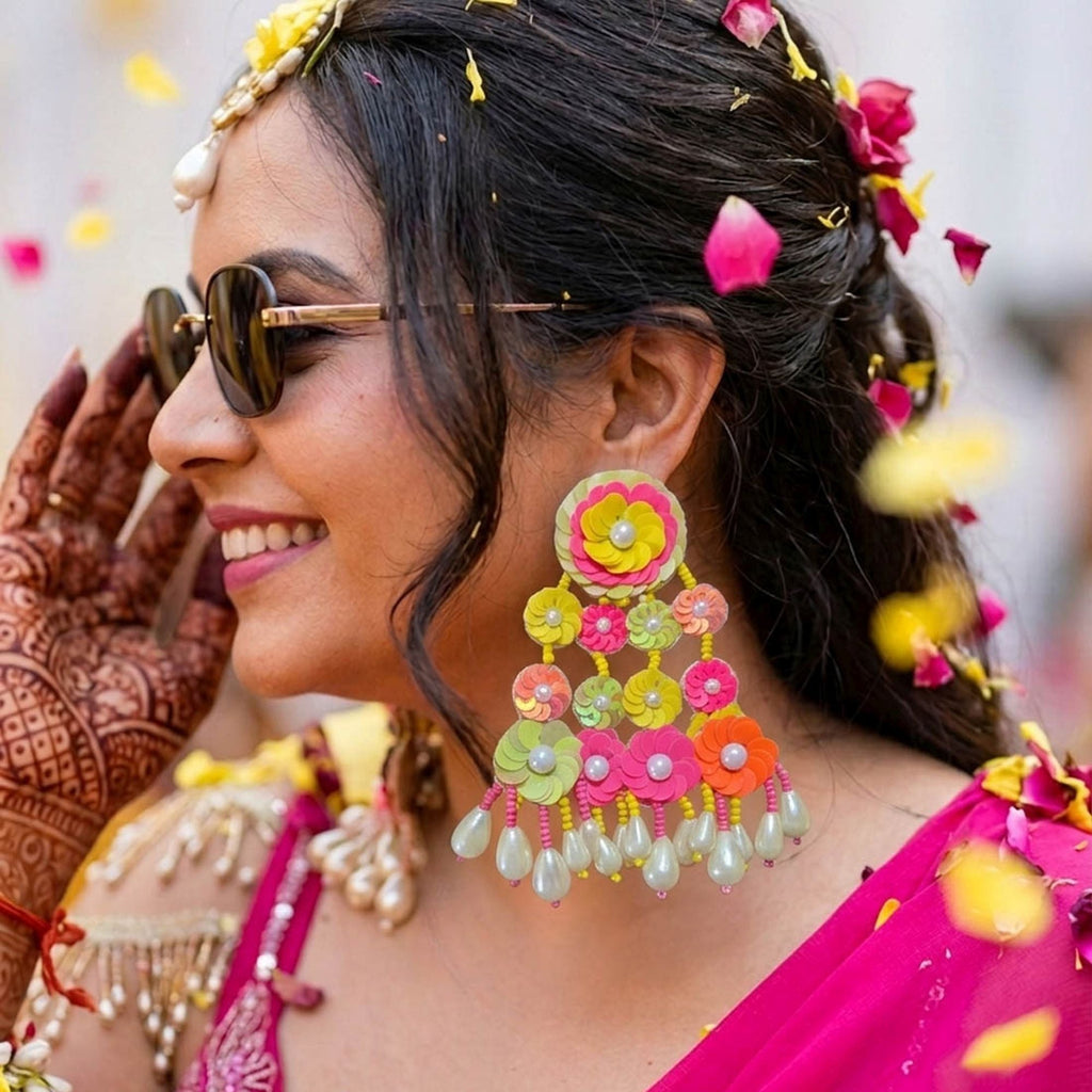 Multi Color Flower Handcraft Earrings