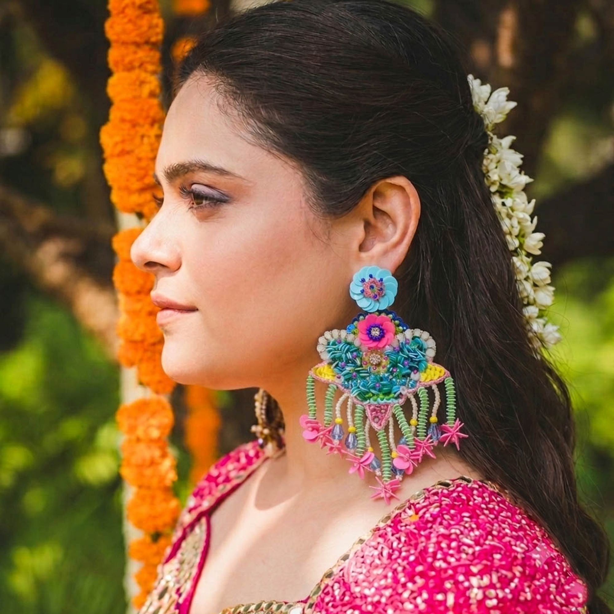 Multi Color Floral Handcraft Earrings
