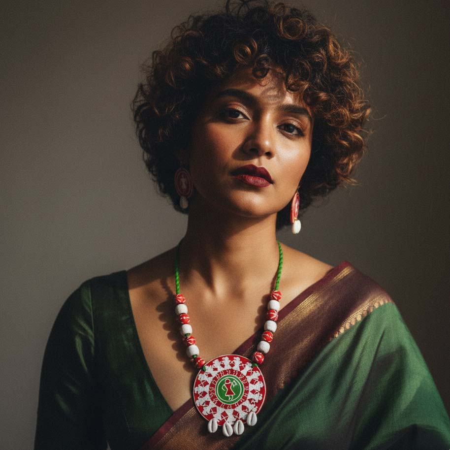 Multi Color Wooden Handcraft Necklace Set Designed For Bohemian Festive And Casual Fashion