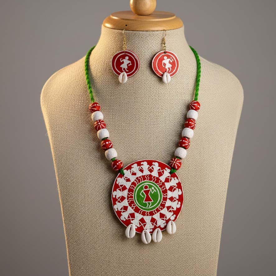 Multi Color Wooden Handcraft Necklace Set Designed For Bohemian Festive And Casual Fashion