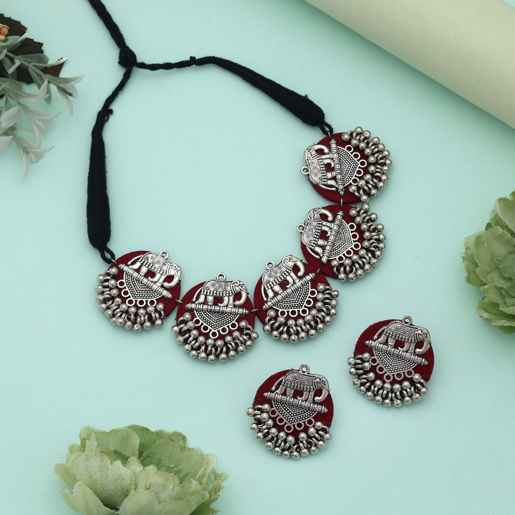 Maroon Color Handcraft Necklace Set Classic Festive Ethnic Statement Jewelry Collection Design
