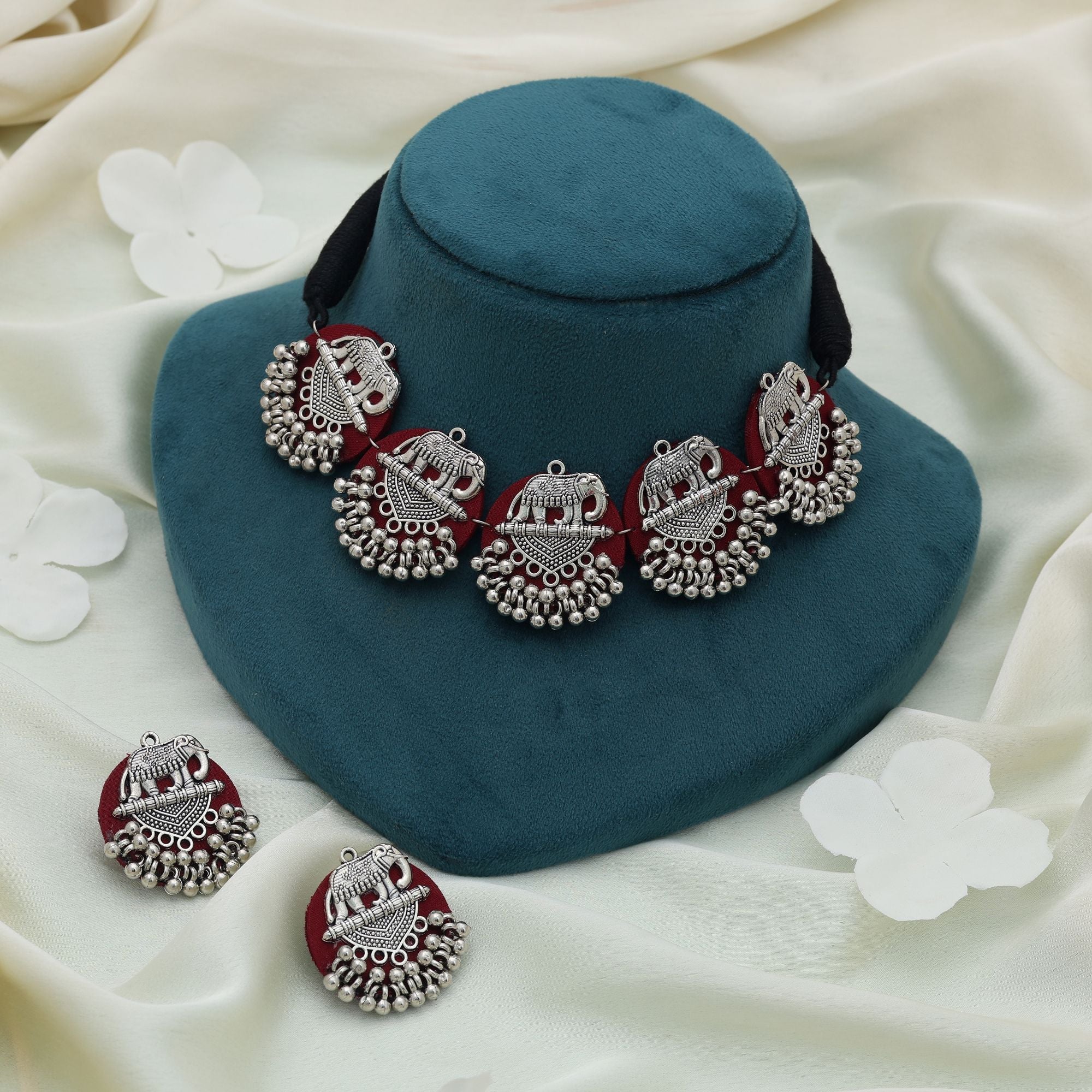 Maroon Color Handcraft Necklace Set Classic Festive Ethnic Statement Jewelry Collection Design