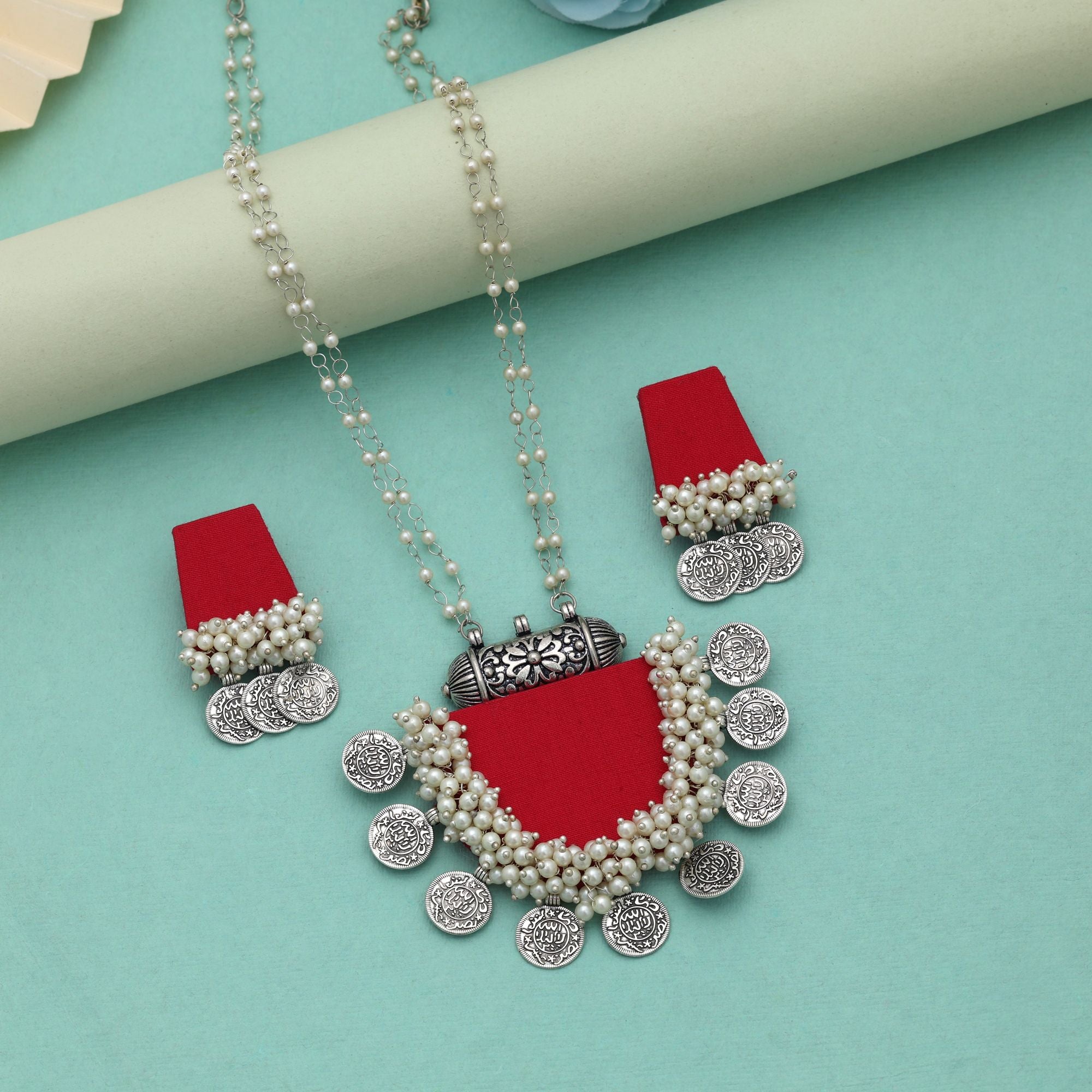 Red Color Handcraft Necklace Set Royal Traditional Bridal Wear Statement Jewelry Design